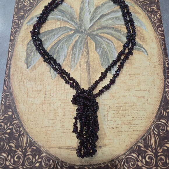 Women's Purple Beads Statement Necklace w/Donut Hole M-O-P Shell Pendant - Picture 8 of 14